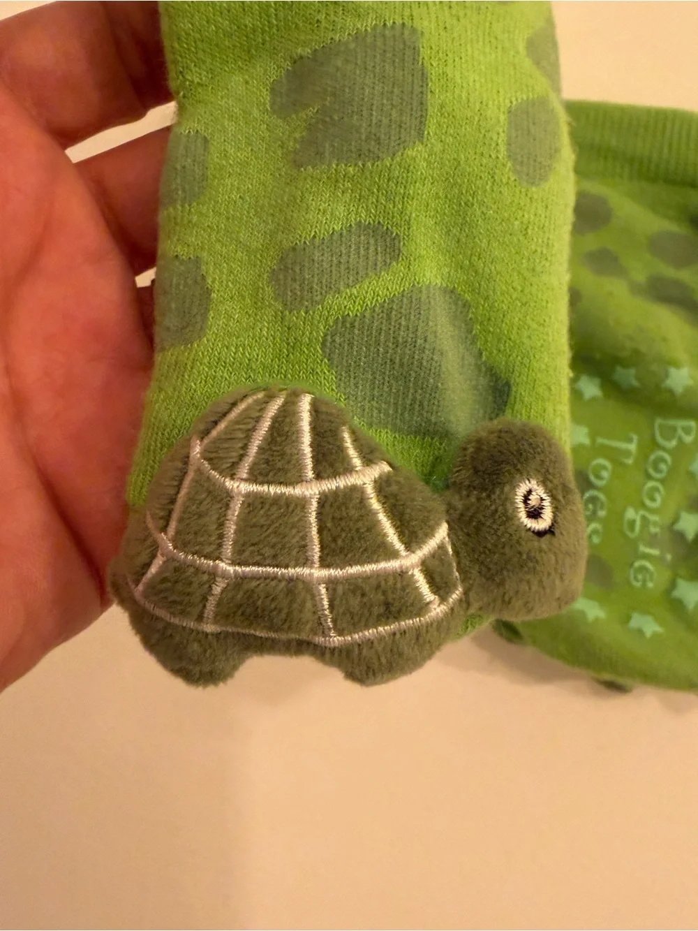 Boogie Toes Baby 3D Turtle Non-Slip Socks Green Novelty Plush